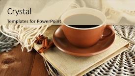  Presentation with coffee book - Colorful PPT theme enhanced with cup-of-coffee-on-book backdrop and a lemonade colored foreground