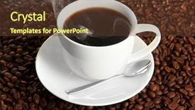  Presentation with coffee beans - PPT theme enhanced with cup of coffee on coffee background and a tawny brown colored foreground