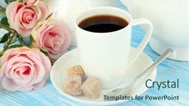  Presentation with cup coffee - Slides consisting of cup of coffee on color background and a  colored foreground
