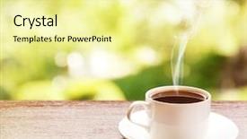  Presentation with pen laptop coffee cup clips - Presentation featuring cup of coffee on table background and a  colored foreground