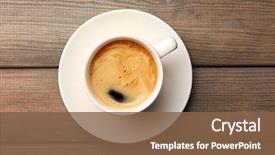 Presentation with cup coffee - Slide set having cup of coffee on wooden background and a tawny brown colored foreground