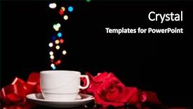  Presentation with cup coffee - Amazing slide set having black background with led ligth backdrop and a black colored foreground