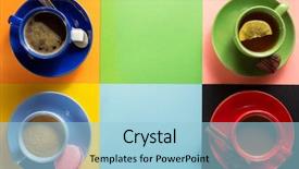  Presentation with cacao - Slides enhanced with cup of coffee tea background and a light blue colored foreground