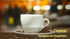  Presentation with sack of coffee beans - Beautiful PPT layouts featuring cup of coffee with beans backdrop and a tawny brown colored foreground