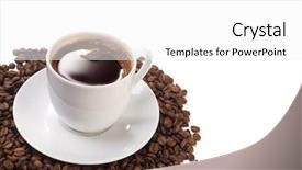  Presentation with coffee beans - Presentation featuring cup of coffee with beans background and a white colored foreground