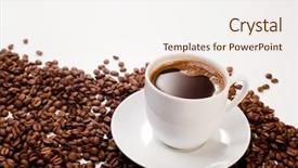  Presentation with coffee beans on a white - Beautiful slide set featuring cup of coffee with beans backdrop and a sky blue colored foreground