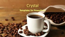  Presentation with coffee beans - Amazing slide deck having cup-of-coffee-with-beans backdrop and a  colored foreground