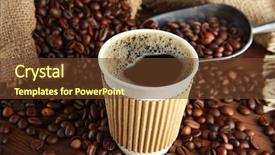  Presentation with coffee beans - Amazing theme having cup of coffee with beans backdrop and a tawny brown colored foreground