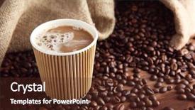  Presentation with ingredients brown sugar coffee beans - Slides with cup of coffee with beans background and a tawny brown colored foreground