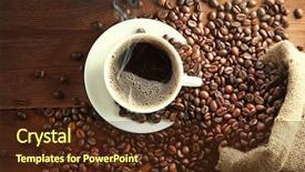  Presentation with coffee beans - Beautiful slide set featuring cup of coffee with beans backdrop and a tawny brown colored foreground