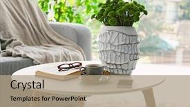  Presentation with coffee - Slide deck enhanced with cup of coffee with biscuits background and a coral colored foreground