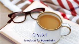  Presentation with coffee cup diary - Presentation theme consisting of cup of coffee with book background and a sky blue colored foreground