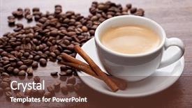  Presentation with coffe - Theme featuring cup of coffee with cinnamon background and a tawny brown colored foreground
