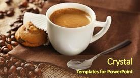  Presentation with coffee cup - Presentation consisting of cup of coffee with cookie background and a tawny brown colored foreground