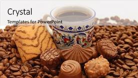  Presentation with chocolate cup cakes - Cool new presentation theme with cup of coffee with cookies backdrop and a  colored foreground
