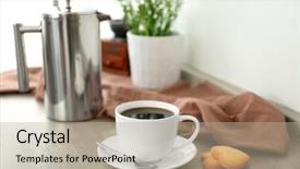  Presentation with coffee cup diary - Audience pleasing slides consisting of cup of coffee with cookies backdrop and a  colored foreground