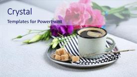  Presentation with coffee cup diary - Theme with cup of coffee with flowers background and a  colored foreground