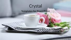  Presentation with coffee cup diary - Amazing presentation design having cup of coffee with flowers backdrop and a light gray colored foreground