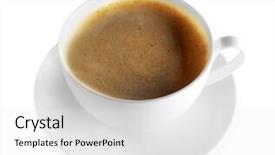  Presentation with foam - Cool new presentation theme with cup of coffee with foam on light background backdrop and a white colored foreground