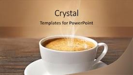  Presentation with cup coffee - Cool new slide deck with cup of coffee with grains backdrop and a  colored foreground