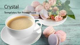  Presentation with coffee cup - Slides with cup of coffee with macaroons background and a lemonade colored foreground