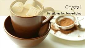  Presentation with marsh - Amazing presentation design having cup of coffee with marsh mellow on a table backdrop and a blonde colored foreground