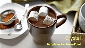  Presentation with marsh - Presentation design with cup of coffee with marsh mellow on a table background and a tawny brown colored foreground