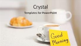  Presentation with coffee cup - Colorful presentation theme enhanced with cup of coffee with note good morning backdrop and a lemonade colored foreground