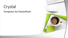  Presentation with tool belt tools - Slide set with cup of coffee with office background and a white colored foreground