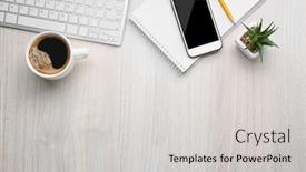  Presentation with cup coffee - Slides with cup-of-coffee-with-office background and a  colored foreground