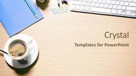  Presentation with coffee cup - Colorful PPT layouts enhanced with cup of coffee with office backdrop and a lemonade colored foreground