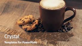  Presentation with biscuit coffee - Slide set consisting of cup of coffee with roasted background and a  colored foreground