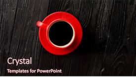  Presentation with cup coffee - PPT theme with above view of red cup background and a wine colored foreground