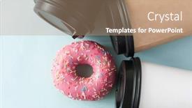  Presentation with coffee donuts - Colorful slide deck enhanced with cup-of-coffee-with-tasty backdrop and a coral colored foreground