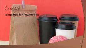  Presentation with coffee donuts - PPT layouts enhanced with cup-of-coffee-with-tasty background and a coral colored foreground