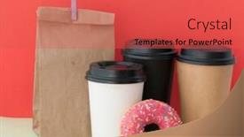  Presentation with coffee donuts - Amazing slide deck having cup-of-coffee-with-tasty backdrop and a red colored foreground