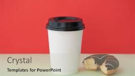  Presentation with coffee donuts - Slide deck with cup-of-coffee-with-tasty background and a soft green colored foreground