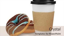  Presentation with coffee donuts - Presentation theme featuring cup of coffee with tasty background and a coral colored foreground
