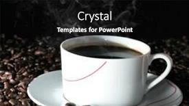  Presentation with grains - Beautiful PPT layouts featuring cup of coffee on a background coffee grains backdrop and a black colored foreground