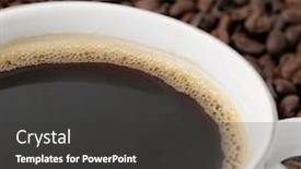  Presentation with grains - Cool new presentation theme with cup of coffee on a background coffee grains backdrop and a dark gray colored foreground