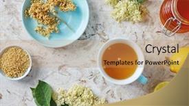  Presentation with tea cup - Presentation theme consisting of cup of elderflower tea background and a yellow colored foreground