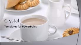  Presentation with milk tea - Amazing slide deck having cup of english tea backdrop and a light gray colored foreground