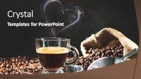  Presentation with steam - Theme having shape on dark wooden background background and a dark gray colored foreground