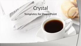  Presentation with news paper - PPT layouts having cup of fragrant coffee on a morning paper business news background and a white colored foreground