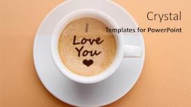  Presentation with love words - Cool new slides with cup of fresh coffee with words i love you backdrop and a coral colored foreground