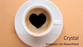  Presentation with cup coffee - Slide set consisting of hearts love - cup of fresh coffee background and a coral colored foreground