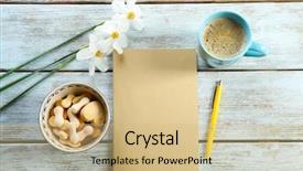  Presentation with cookie - Slides enhanced with cup of fresh coffee background and a coral colored foreground