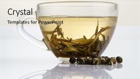  Presentation with tea cup - Slides having cup of fresh white tea background and a lemonade colored foreground