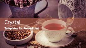  Presentation with tea leaves - Colorful slide deck enhanced with cup-of-fruit-tea backdrop and a red colored foreground