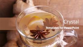  Presentation with ginger lemon drink - Theme enhanced with cup-of-ginger-drink background and a coral colored foreground